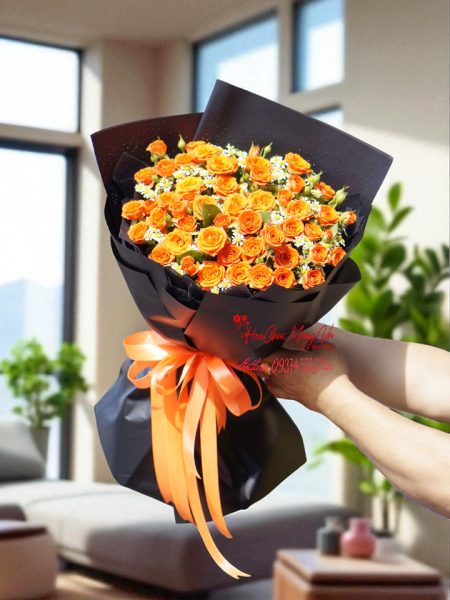 Bó Hoa Hồng Tỉ Muội Cam Cao Cấp BM202