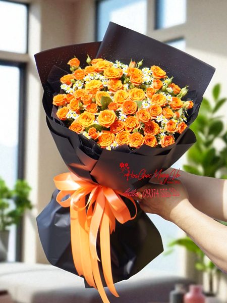 Bó Hoa Hồng Tỉ Muội Cam Cao Cấp BM202