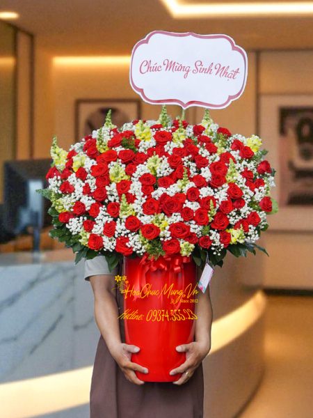 Bình Hoa Hồng Đỏ Pháp Siêu Sang LUX028