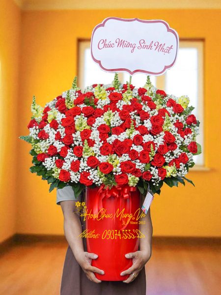 Bình Hoa Hồng Đỏ Pháp Siêu Sang LUX028