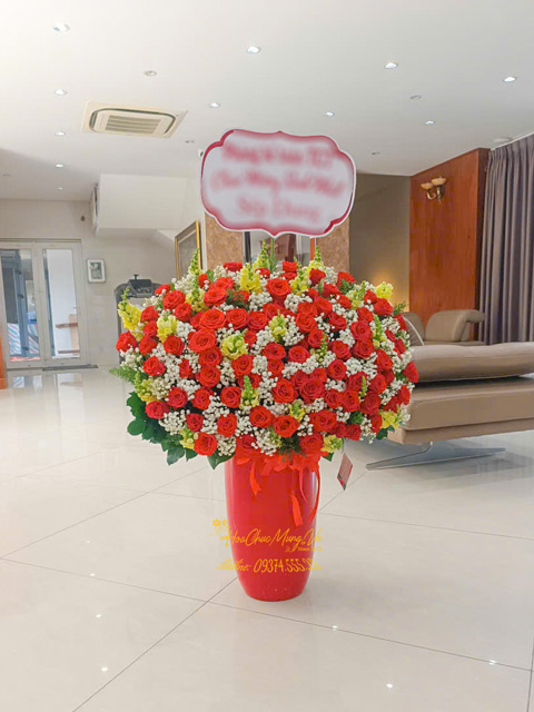 Bình Hoa Hồng Đỏ Pháp Siêu Sang LUX028