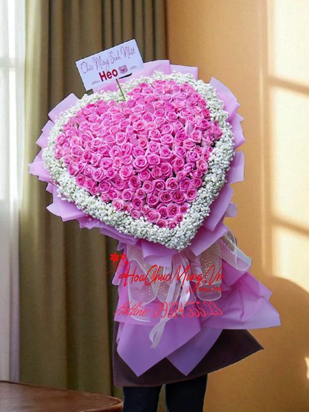 Bó Hoa Hồng Trái Tim Luxury BM208